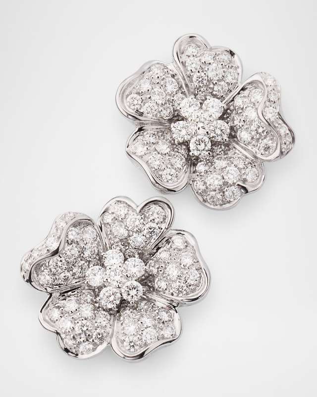 Flora 18K White Gold Diamond Earrings